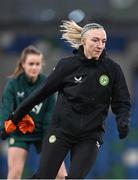 4 December 2023; Louise Quinn during a Republic of Ireland women training session at the National Football Stadium at Windsor Park in Belfast. Photo by Stephen McCarthy/Sportsfile