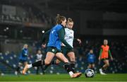 4 December 2023; Heather Payne and Ruesha Littlejohn during a Republic of Ireland women training session at the National Football Stadium at Windsor Park in Belfast. Photo by Stephen McCarthy/Sportsfile