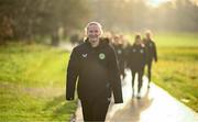 5 December 2023; Republic of Ireland goalkeeper Courtney Brosnan during a pre-match walk near their team hotel before the UEFA Women's Nations League B match between Northern Ireland and Republic of Ireland at the National Football Stadium at Windsor Park in Belfast. Photo by Stephen McCarthy/Sportsfile