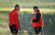 5 December 2023; Oli Jager, left, and John Ryan during Munster rugby squad training at University of Limerick in Limerick. Photo by Eóin Noonan/Sportsfile