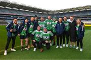 5 December 2023; Kevin Sinfield, second from right, and his team pictured in Croke Park before starting his fifth ultra marathon in Dublin today, as part of his epic 7 in 7 in 7 challenge to raise awareness and funds to support those impacted by motor neurone disease (MND). Sinfield arrived in Dublin late on Monday having already completed marathons in Leeds, Cardiff, Birmingham and Edinburgh since Friday. He will continue on to Brighton tomorrow and finally complete his last ultramarathon in London on Thursday 7th December. Charlie Bird joined England Rugby League legend Sinfield OBE at a stage called the Extra Mile at UCD and onwards to the finish at the Aviva, where he was supported by several Irish rugby stars including Gordon Darcy, Keith Earls and Ian Madigan. Covering a distance of almost 44KM, Sinfield set off from Croke Park at 12 noon with his route taking him through parts of Phibsborough, Ashtown, the Phoenix Park, Inchicore, Crumin, Rathgar, UCD and he finished along with Charlie at the Aviva Stadium just before 4pm. A year ago, Sinfield and his team completed his third challenge when they ran from Edinburgh to Manchester, covering over 40 miles a day for seven days. This is the first time the England Rugby Union defensive coach has travelled to Ireland for one of his ultra marathons. Since 2020, Sinfield and his team have raised over £8 million (almost €9.2M) with three endurance events that have captured the public’s imagination having been inspired by Sinfield’s former Leeds Rhinos team mate Rob Burrow MBE. So far, this year’s 7 in 7 in 7 has raised over £414,806 (€485,000). You can donate at https://donate.giveasyoulive.com/fundraising/kevin-sinfield. Photo by David Fitzgerald/Sportsfile