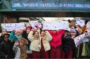 5 December 2023; Pupils from St Columba's Iona Road at the start of Kevin Sinfield's fifth ultra marathon at Croke Park in Dublin today, as part of his epic 7 in 7 in 7 challenge to raise awareness and funds to support those impacted by motor neurone disease (MND). Sinfield arrived in Dublin late on Monday having already completed marathons in Leeds, Cardiff, Birmingham and Edinburgh since Friday. He will continue on to Brighton tomorrow and finally complete his last ultramarathon in London on Thursday 7th December. Charlie Bird joined England Rugby League legend Sinfield OBE at a stage called the Extra Mile at UCD and onwards to the finish at the Aviva, where he was supported by several Irish rugby stars including Gordon Darcy, Keith Earls and Ian Madigan. Covering a distance of almost 44KM, Sinfield set off from Croke Park at 12 noon with his route taking him through parts of Phibsborough, Ashtown, the Phoenix Park, Inchicore, Crumin, Rathgar, UCD and he finished along with Charlie at the Aviva Stadium just before 4pm. A year ago, Sinfield and his team completed his third challenge when they ran from Edinburgh to Manchester, covering over 40 miles a day for seven days. This is the first time the England Rugby Union defensive coach has travelled to Ireland for one of his ultra marathons. Since 2020, Sinfield and his team have raised over £8 million (almost €9.2M) with three endurance events that have captured the public’s imagination having been inspired by Sinfield’s former Leeds Rhinos team mate Rob Burrow MBE. So far, this year’s 7 in 7 in 7 has raised over £414,806 (€485,000). You can donate at https://donate.giveasyoulive.com/fundraising/kevin-sinfield. Photo by David Fitzgerald/Sportsfile