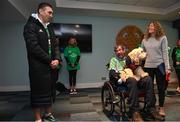 5 December 2023; Kevin Sinfield, left, with Charlie Bird, Charlie's wife Claire and dog Tiger in Croke Park before starting his fifth ultra marathon in Dublin today, as part of his epic 7 in 7 in 7 challenge to raise awareness and funds to support those impacted by motor neurone disease (MND). Sinfield arrived in Dublin late on Monday having already completed marathons in Leeds, Cardiff, Birmingham and Edinburgh since Friday. He will continue on to Brighton tomorrow and finally complete his last ultramarathon in London on Thursday 7th December. Charlie Bird joined England Rugby League legend Sinfield OBE at a stage called the Extra Mile at UCD and onwards to the finish at the Aviva, where he was supported by several Irish rugby stars including Gordon Darcy, Keith Earls and Ian Madigan. Covering a distance of almost 44KM, Sinfield set off from Croke Park at 12 noon with his route taking him through parts of Phibsborough, Ashtown, the Phoenix Park, Inchicore, Crumin, Rathgar, UCD and he finished along with Charlie at the Aviva Stadium just before 4pm. A year ago, Sinfield and his team completed his third challenge when they ran from Edinburgh to Manchester, covering over 40 miles a day for seven days. This is the first time the England Rugby Union defensive coach has travelled to Ireland for one of his ultra marathons. Since 2020, Sinfield and his team have raised over £8 million (almost €9.2M) with three endurance events that have captured the public’s imagination having been inspired by Sinfield’s former Leeds Rhinos team mate Rob Burrow MBE. So far, this year’s 7 in 7 in 7 has raised over £414,806 (€485,000). You can donate at https://donate.giveasyoulive.com/fundraising/kevin-sinfield. Photo by David Fitzgerald/Sportsfile