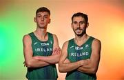 5 December 2023; Athletes Cormac Dalton, left, and Kevin Mulcaire pictured at the Crowne Plaza Hotel in Santry, Dublin, ahead of the 2023 European Cross Country Championships at which take place in Brussels on Sunday December 10th 2023. Full Irish team selections available at AthleticsIreland.ie. Photo by Sam Barnes/Sportsfile