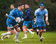 5 December 2023; James Ryan, left, and Alex Soroka during a Leinster Rugby squad training session at UCD in Dublin. Photo by Brendan Moran/Sportsfile