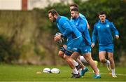 5 December 2023; Jason Jenkins, left, and Michael Milne during a Leinster Rugby squad training session at UCD in Dublin. Photo by Brendan Moran/Sportsfile