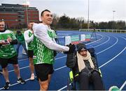 5 December 2023; Kevin Sinfield with Charlie Bird before the 'Extra Mile' of Kevin's fifth ultra marathon in Dublin today, as part of his epic 7 in 7 in 7 challenge to raise awareness and funds to support those impacted by motor neurone disease (MND). Sinfield arrived in Dublin late on Monday having already completed marathons in Leeds, Cardiff, Birmingham and Edinburgh since Friday. He will continue on to Brighton tomorrow and finally complete his last ultramarathon in London on Thursday 7th December. Charlie Bird joined England Rugby League legend Sinfield OBE at a stage called the Extra Mile at UCD and onwards to the finish at the Aviva, where he was supported by several Irish rugby stars including Gordon Darcy, Keith Earls and Ian Madigan. Covering a distance of almost 44KM, Sinfield set off from Croke Park at 12 noon with his route taking him through parts of Phibsborough, Ashtown, the Phoenix Park, Inchicore, Crumlin, Rathgar, UCD and he finished along with Charlie at the Aviva Stadium just before 4pm. A year ago, Sinfield and his team completed his third challenge when they ran from Edinburgh to Manchester, covering over 40 miles a day for seven days. This is the first time the England Rugby Union defensive coach has travelled to Ireland for one of his ultra marathons. Since 2020, Sinfield and his team have raised over £8 million (almost €9.2M) with three endurance events that have captured the public’s imagination having been inspired by Sinfield’s former Leeds Rhinos team mate Rob Burrow MBE. So far, this year’s 7 in 7 in 7 has raised over £340,000 (€400,000). You can donate at https://donate.giveasyoulive.com/fundraising/kevin-sinfield. Photo by David Fitzgerald/Sportsfile