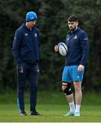 5 December 2023; Head coach Leo Cullen, left, and Harry Byrne during a Leinster Rugby squad training session at UCD in Dublin. Photo by Brendan Moran/Sportsfile