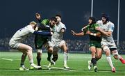 2 December 2023; Paul Boyle of Connacht in action against Jamie Osborne, left, and Harry Byrne of Leinster during the United Rugby Championship match between Connacht and Leinster at The Sportsground in Galway. Photo by Sam Barnes/Sportsfile