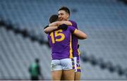 2 December 2023; Andy McGowan, right, and Shane Walsh of Kilmacud Crokes celebrate after the AIB Leinster GAA Football Senior Club Championship final match between Kilmacud Crokes, Dublin, and Naas, Kildare, at Croke Park in Dublin. Photo by Daire Brennan/Sportsfile
