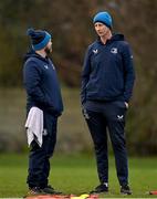 5 December 2023; Head coach Leo Cullen, right, and senior kitman Jim Bastick during a Leinster Rugby squad training session at UCD in Dublin. Photo by Brendan Moran/Sportsfile