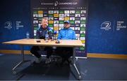 5 December 2023; Head coach Leo Cullen, left, and senior coach Jacques Nienaber during a Leinster Rugby media conference at UCD in Dublin. Photo by Brendan Moran/Sportsfile