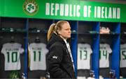 5 December 2023; Diane Caldwell of Republic of Ireland in the dressing room before the UEFA Women's Nations League B match between Northern Ireland and Republic of Ireland at the National Football Stadium at Windsor Park in Belfast. Photo by Stephen McCarthy/Sportsfile