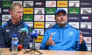 5 December 2023; Head coach Leo Cullen, left, and senior coach Jacques Nienaber during a Leinster Rugby media conference at UCD in Dublin. Photo by Brendan Moran/Sportsfile