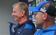 5 December 2023; Head coach Leo Cullen, left, and senior coach Jacques Nienaber during a Leinster Rugby media conference at UCD in Dublin. Photo by Brendan Moran/Sportsfile