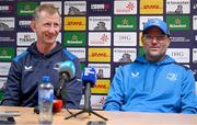 5 December 2023; Head coach Leo Cullen, left, and senior coach Jacques Nienaber during a Leinster Rugby media conference at UCD in Dublin. Photo by Brendan Moran/Sportsfile