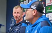 5 December 2023; Head coach Leo Cullen, left, and senior coach Jacques Nienaber during a Leinster Rugby media conference at UCD in Dublin. Photo by Brendan Moran/Sportsfile