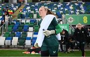 5 December 2023; Republic of Ireland goalkeeper Courtney Brosnan before the UEFA Women's Nations League B match between Northern Ireland and Republic of Ireland at the National Football Stadium at Windsor Park in Belfast. Photo by Stephen McCarthy/Sportsfile