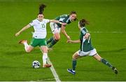 5 December 2023; Lucy Quinn of Republic of Ireland scores her side's first goal during the UEFA Women's Nations League B match between Northern Ireland and Republic of Ireland at the National Football Stadium at Windsor Park in Belfast. Photo by Ramsey Cardy/Sportsfile