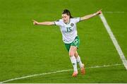 5 December 2023; Lucy Quinn of Republic of Ireland celebrates after scoring her side's first goal during the UEFA Women's Nations League B match between Northern Ireland and Republic of Ireland at the National Football Stadium at Windsor Park in Belfast. Photo by Ramsey Cardy/Sportsfile