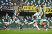 5 December 2023; Lucy Quinn of Republic of Ireland scores her side's first goal during the UEFA Women's Nations League B match between Northern Ireland and Republic of Ireland at the National Football Stadium at Windsor Park in Belfast. Photo by Stephen McCarthy/Sportsfile