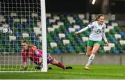 5 December 2023; Heather Payne of Republic of Ireland celebrates after scoring her side's second goal during the UEFA Women's Nations League B match between Northern Ireland and Republic of Ireland at the National Football Stadium at Windsor Park in Belfast. Photo by Stephen McCarthy/Sportsfile