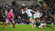 5 December 2023; Kyra Carusa of Republic of Ireland scores her side's third goal during the UEFA Women's Nations League B match between Northern Ireland and Republic of Ireland at the National Football Stadium at Windsor Park in Belfast. Photo by Ramsey Cardy/Sportsfile