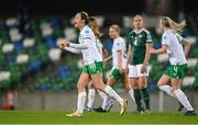 5 December 2023; Kyra Carusa of Republic of Ireland celebrates after scoring her side's third goal during the UEFA Women's Nations League B match between Northern Ireland and Republic of Ireland at the National Football Stadium at Windsor Park in Belfast. Photo by Stephen McCarthy/Sportsfile