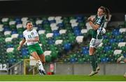 5 December 2023; Katie McCabe of Republic of Ireland scores her side's fourth goal during the UEFA Women's Nations League B match between Northern Ireland and Republic of Ireland at the National Football Stadium at Windsor Park in Belfast. Photo by Stephen McCarthy/Sportsfile