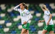 5 December 2023; Kyra Carusa of Republic of Ireland celebrates after scoring her side's third during the UEFA Women's Nations League B match between Northern Ireland and Republic of Ireland at the National Football Stadium at Windsor Park in Belfast. Photo by Stephen McCarthy/Sportsfile