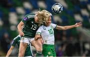 5 December 2023; Denise O'Sullivan of Republic of Ireland in action against Rebecca Holloway of Northern Ireland during the UEFA Women's Nations League B match between Northern Ireland and Republic of Ireland at the National Football Stadium at Windsor Park in Belfast. Photo by Ramsey Cardy/Sportsfile