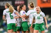 5 December 2023; Denise O'Sullivan of Republic of Ireland celebrates her side's fifth goal, scored by Louise Quinn, during the UEFA Women's Nations League B match between Northern Ireland and Republic of Ireland at the National Football Stadium at Windsor Park in Belfast. Photo by Stephen McCarthy/Sportsfile