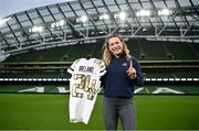 7 December 2023; Phoebe Schecter poses for a portrait as she joins the Aer Lingus College Football Classic as an official Ambassador ahead of the 2024 clash between Georgia Tech and Florida State University in the Aviva Stadium on August 24th 2024. Photo by David Fitzgerald/Sportsfile