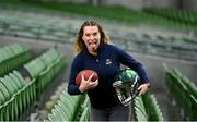 7 December 2023; Phoebe Schecter poses for a portrait as she joins the Aer Lingus College Football Classic as an official Ambassador ahead of the 2024 clash between Georgia Tech and Florida State University in the Aviva Stadium on August 24th 2024. Photo by David Fitzgerald/Sportsfile