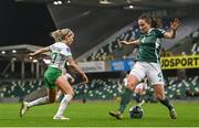 5 December 2023; Denise O'Sullivan of Republic of Ireland in action against Sarah McFadden of Northern Ireland during the UEFA Women's Nations League B match between Northern Ireland and Republic of Ireland at the National Football Stadium at Windsor Park in Belfast. Photo by Stephen McCarthy/Sportsfile