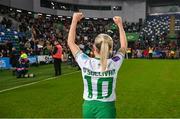 5 December 2023; Denise O'Sullivan of Republic of Ireland celebrates after the UEFA Women's Nations League B match between Northern Ireland and Republic of Ireland at the National Football Stadium at Windsor Park in Belfast. Photo by Stephen McCarthy/Sportsfile