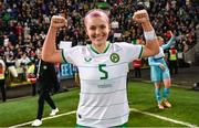 5 December 2023; Caitlin Hayes of Republic of Ireland celebrates after the UEFA Women's Nations League B match between Northern Ireland and Republic of Ireland at the National Football Stadium at Windsor Park in Belfast. Photo by Stephen McCarthy/Sportsfile