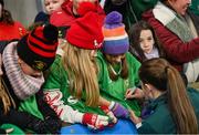5 December 2023; Tyler Toland of Republic of Ireland with supporters after the UEFA Women's Nations League B match between Northern Ireland and Republic of Ireland at the National Football Stadium at Windsor Park in Belfast. Photo by Ramsey Cardy/Sportsfile
