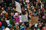 5 December 2023; Republic of Ireland supporters after the UEFA Women's Nations League B match between Northern Ireland and Republic of Ireland at the National Football Stadium at Windsor Park in Belfast. Photo by Ramsey Cardy/Sportsfile