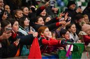 5 December 2023; Republic of Ireland supporters after the UEFA Women's Nations League B match between Northern Ireland and Republic of Ireland at the National Football Stadium at Windsor Park in Belfast. Photo by Ramsey Cardy/Sportsfile