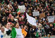 5 December 2023; Republic of Ireland supporters after the UEFA Women's Nations League B match between Northern Ireland and Republic of Ireland at the National Football Stadium at Windsor Park in Belfast. Photo by Ramsey Cardy/Sportsfile