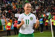 5 December 2023; Katie McCabe of Republic of Ireland after the UEFA Women's Nations League B match between Northern Ireland and Republic of Ireland at the National Football Stadium at Windsor Park in Belfast. Photo by Stephen McCarthy/Sportsfile