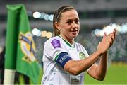 5 December 2023; Katie McCabe of Republic of Ireland celebrates after the UEFA Women's Nations League B match between Northern Ireland and Republic of Ireland at the National Football Stadium at Windsor Park in Belfast. Photo by Ramsey Cardy/Sportsfile