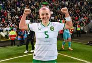 5 December 2023; Caitlin Hayes of Republic of Ireland celebrates after the UEFA Women's Nations League B match between Northern Ireland and Republic of Ireland at the National Football Stadium at Windsor Park in Belfast. Photo by Stephen McCarthy/Sportsfile