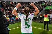 5 December 2023; Caitlin Hayes of Republic of Ireland celebrates after the UEFA Women's Nations League B match between Northern Ireland and Republic of Ireland at the National Football Stadium at Windsor Park in Belfast. Photo by Stephen McCarthy/Sportsfile