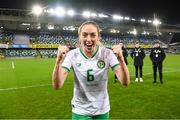 5 December 2023; Megan Connolly of Republic of Ireland celebrates after the UEFA Women's Nations League B match between Northern Ireland and Republic of Ireland at the National Football Stadium at Windsor Park in Belfast. Photo by Stephen McCarthy/Sportsfile
