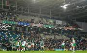 5 December 2023; Ruesha Littlejohn of Republic of Ireland takes a free kick during the UEFA Women's Nations League B match between Northern Ireland and Republic of Ireland at the National Football Stadium at Windsor Park in Belfast. Photo by Ramsey Cardy/Sportsfile