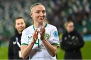 5 December 2023; Louise Quinn of Republic of Ireland after the UEFA Women's Nations League B match between Northern Ireland and Republic of Ireland at the National Football Stadium at Windsor Park in Belfast. Photo by Ramsey Cardy/Sportsfile