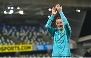 5 December 2023; Republic of Ireland goalkeeper Courtney Brosnan after the UEFA Women's Nations League B match between Northern Ireland and Republic of Ireland at the National Football Stadium at Windsor Park in Belfast. Photo by Ramsey Cardy/Sportsfile