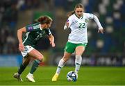 5 December 2023; Izzy Atkinson of Republic of Ireland during the UEFA Women's Nations League B match between Northern Ireland and Republic of Ireland at the National Football Stadium at Windsor Park in Belfast. Photo by Ramsey Cardy/Sportsfile